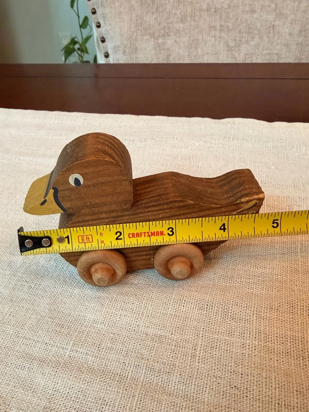 Vintage Handmade Wooden Duck Car Toy